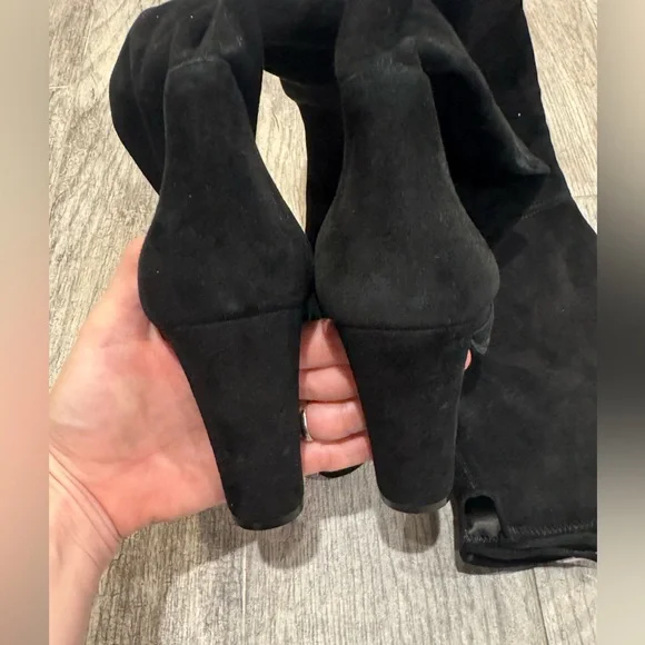 Stuart Weitzman black suede Highland over the knee boots
